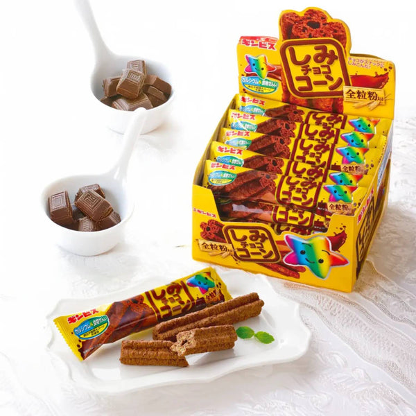 Ginbis Shimi Choco Stick Chocolate Covered Corn Puff Snack (Pack of 10)