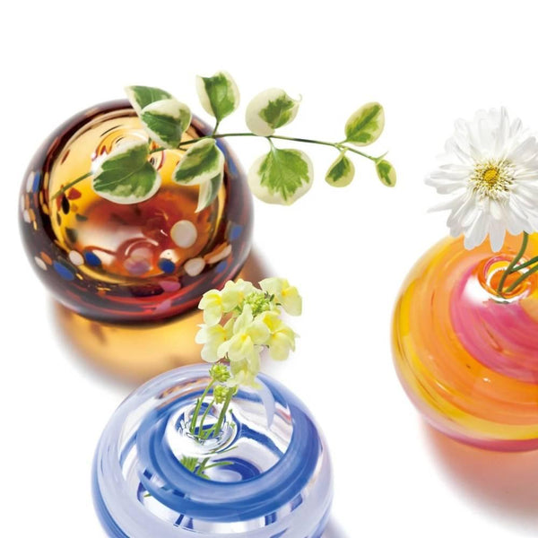 Aderia Glass Temari Ball Small Flower Vase Evening Clouds Design 65mm