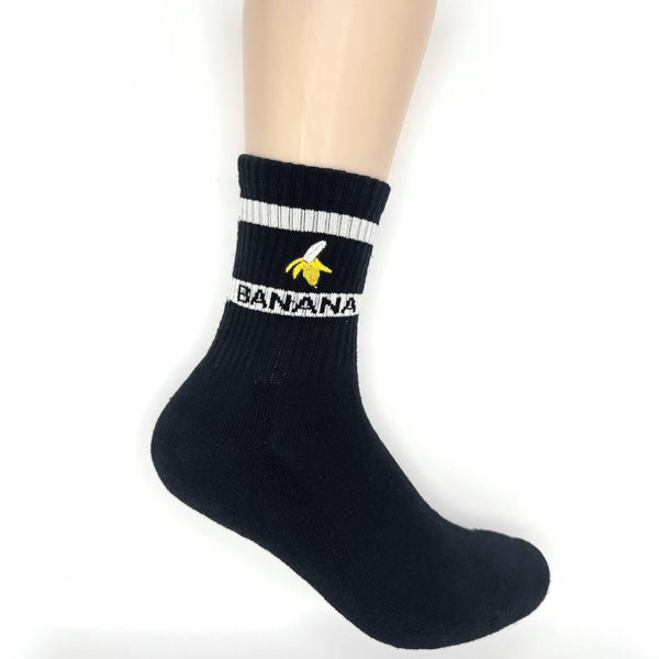 Banana Deodorizing & Sustainable Black Crew Socks 25-28cm