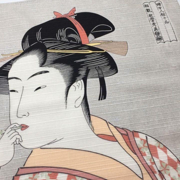 Furoshiki Woman Blowing Glass Pipe Ukiyo-e Art Wrapping Cloth 70x70cm