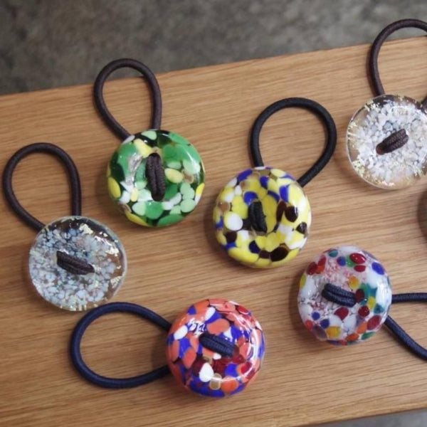 Hair Drop Handmade Glass Bead Hair Tie Raspberry Red Glass