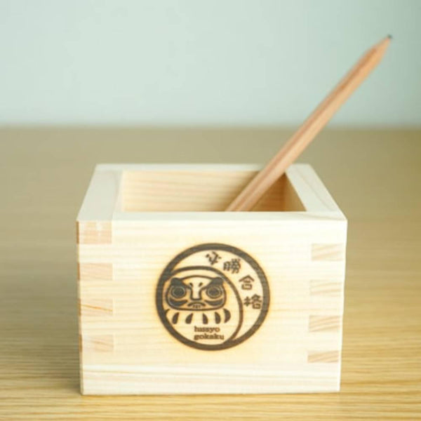 Hinoki Masu Japanese Cypress Wooden Sake Cup Daruma Design