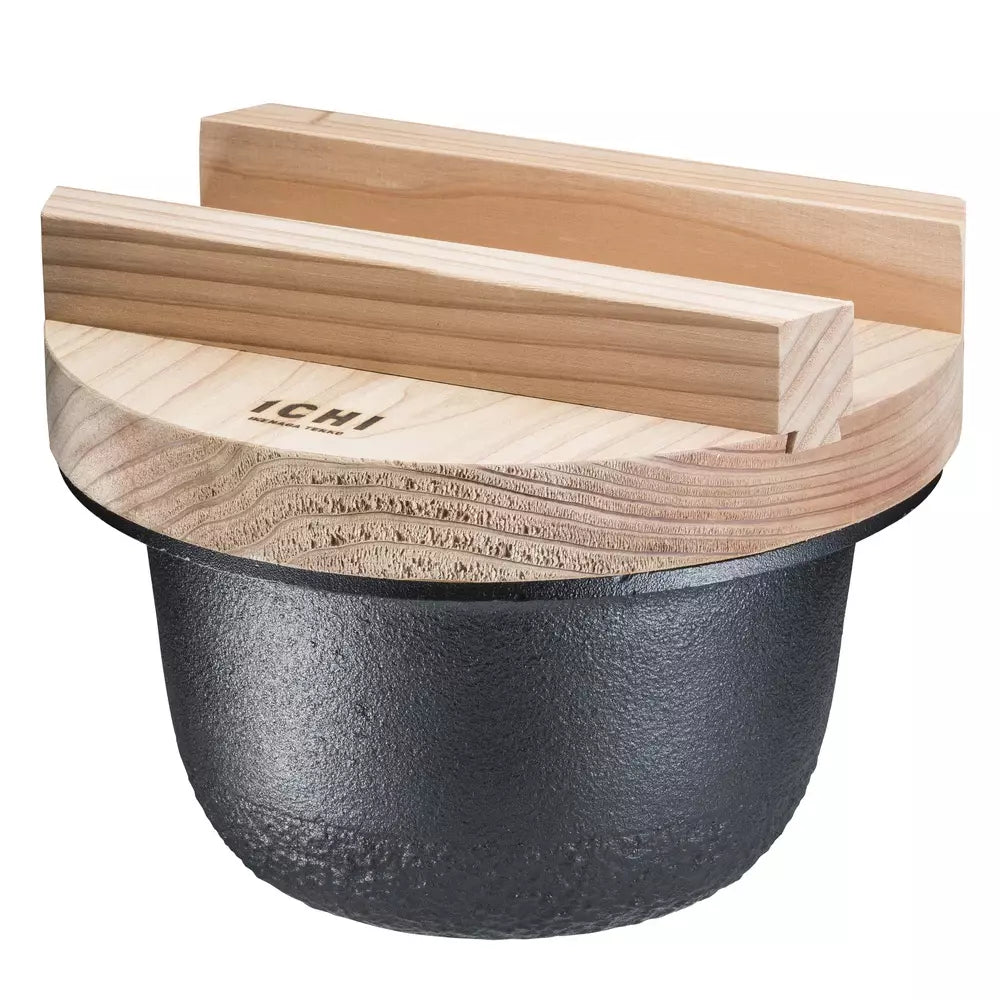 Ikenaga Cast Iron Small Rice Cooker With Wooden Lid IH Compatible