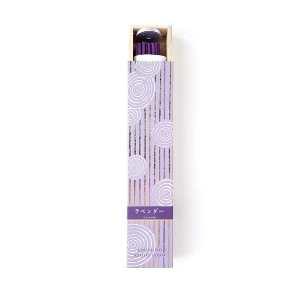 Kousaido Soothing Lavender Long Incense Sticks In Wooden Box 40 ct.