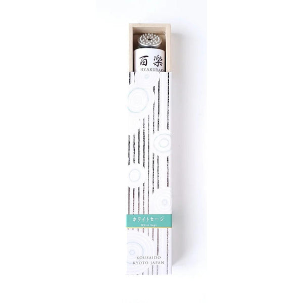 Kousaido White Sage Long Incense Sticks In Wooden Box 40 ct.