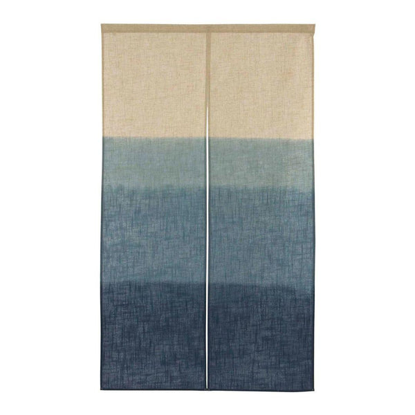 Noren Hand Printed Blue Indigo Shading Pattern Door Linen Curtain