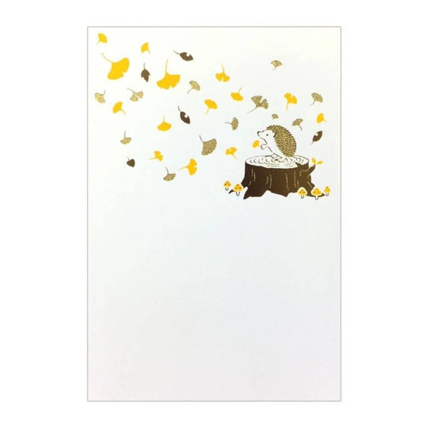 November Seasonal Foil Stamped Postcard Hedgehog Design