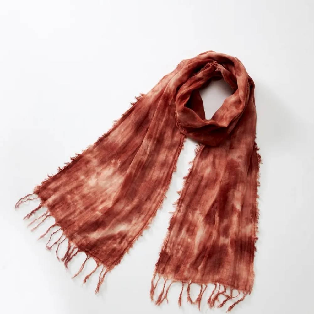 Orim Fukiya Bengara Hand Dyed Cotton Scarf Sunset Red