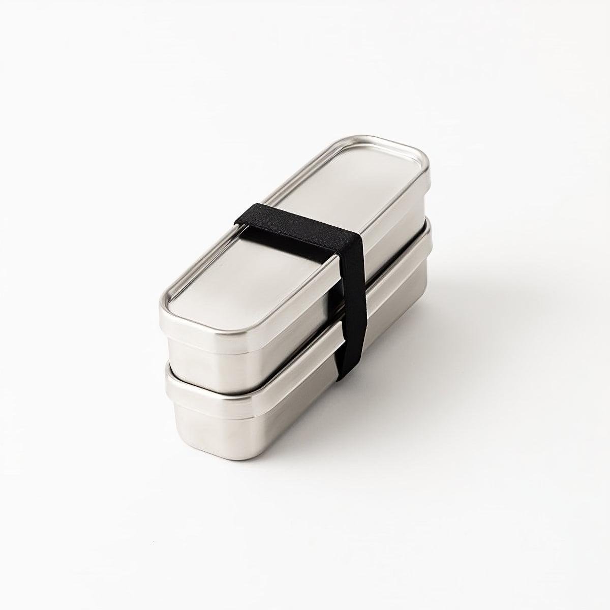 Aizawa Rectangular Slim Two-Tier Lunch Box Stainless Steel Bento Box 700ml
