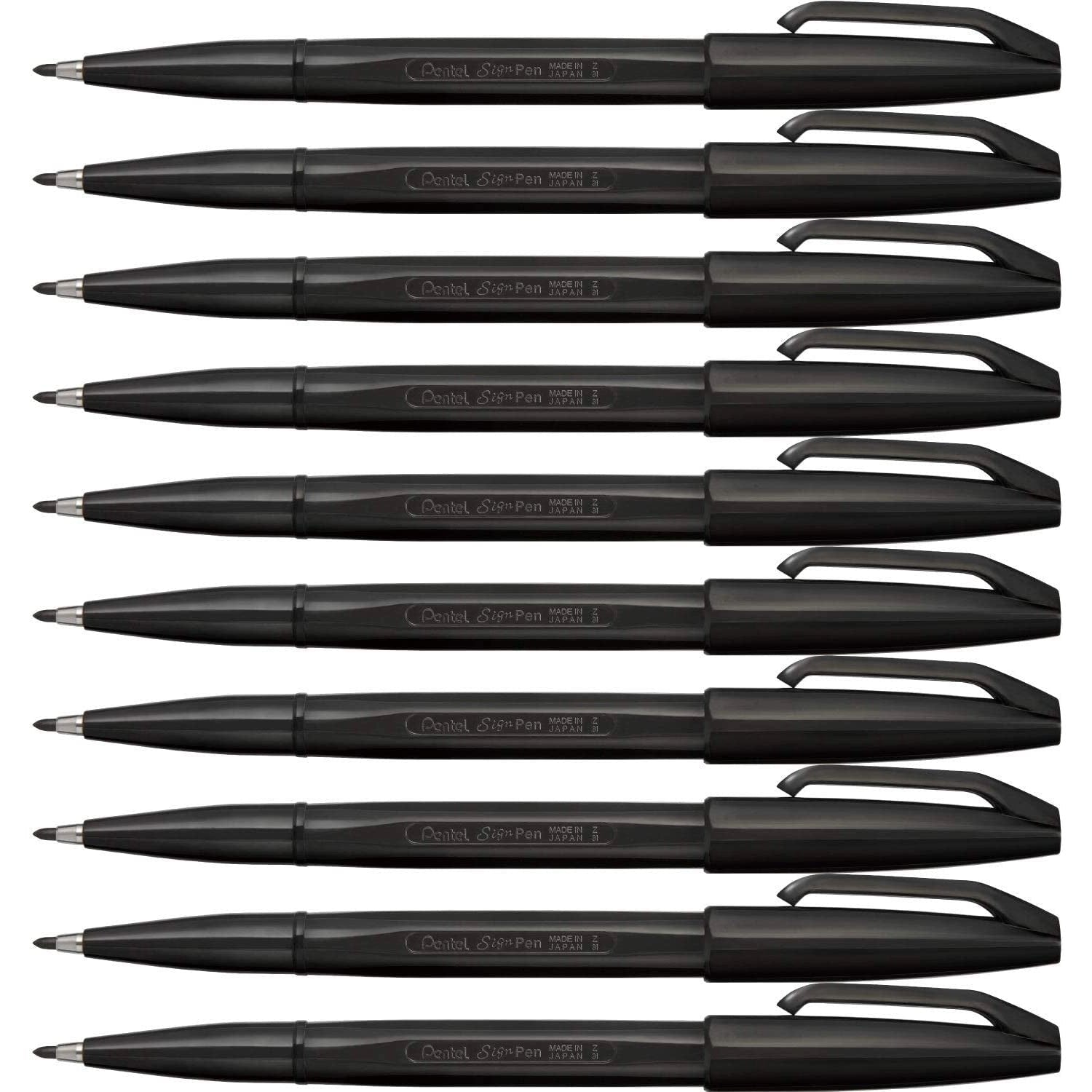 Pentel Sign Pen Black Marker Set 10 Pieces S520-AD