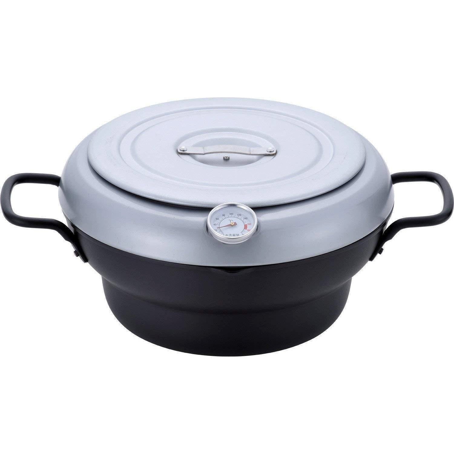 Wahei Induction Iron Deep Fryer Pot With Lid And Oil Drain Rack 24cm