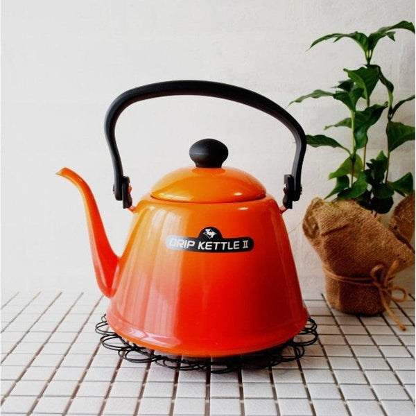 Noda Horo Drip Kettle II Japanese Enamel Gooseneck Kettle White DK-200W