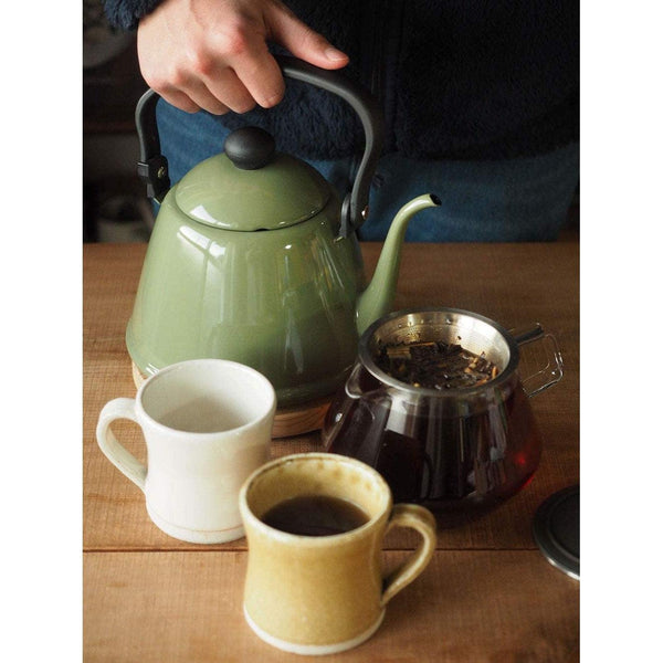Noda Horo Drip Kettle II Japanese Enamel Gooseneck Kettle White DK-200W