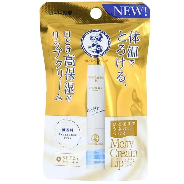 Rohto Mentholatum Melty Cream Lip Unscented Lip Balm SPF25/PA+++ 2.4g