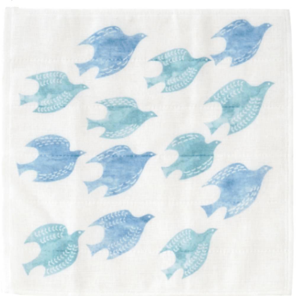 Seven Layer Muslin Dish Cloth Blue Bird Design Cotton Dish Towel