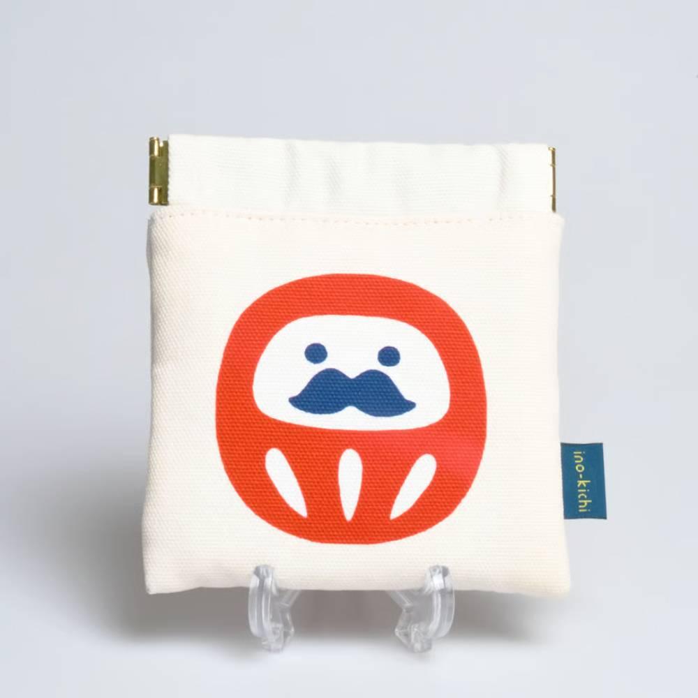 Shirakawa Cute White Cotton Small Pouch Daruma Design
