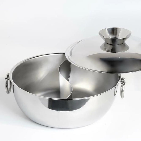 Two Section Shabu Shabu Pot With Lid & Handles 25cm