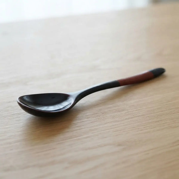 Urushi Lacquered Wooden Spoon Lightweight Cutlery Black & Red