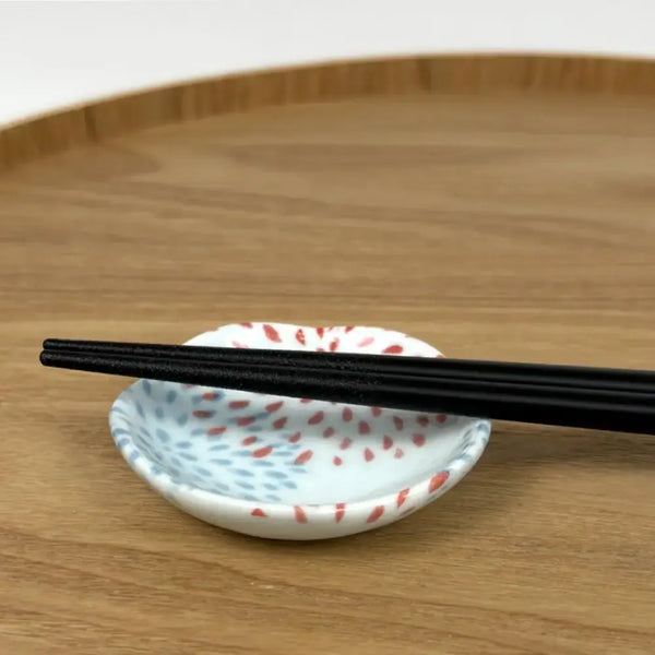 Wakasa Laquered Chopsticks With Mino Ware Small Dish Fireworks 23ct