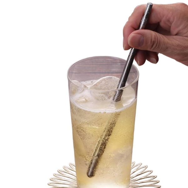 Wooden Muddler Dishwasher Safe Cocktail Stirrer Silver Wave 20cm