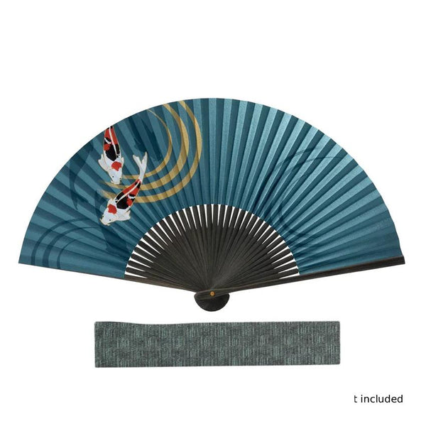 Yamani 100% Cotton Blue Sensu Case Folding Fan Cloth Bag 24cm