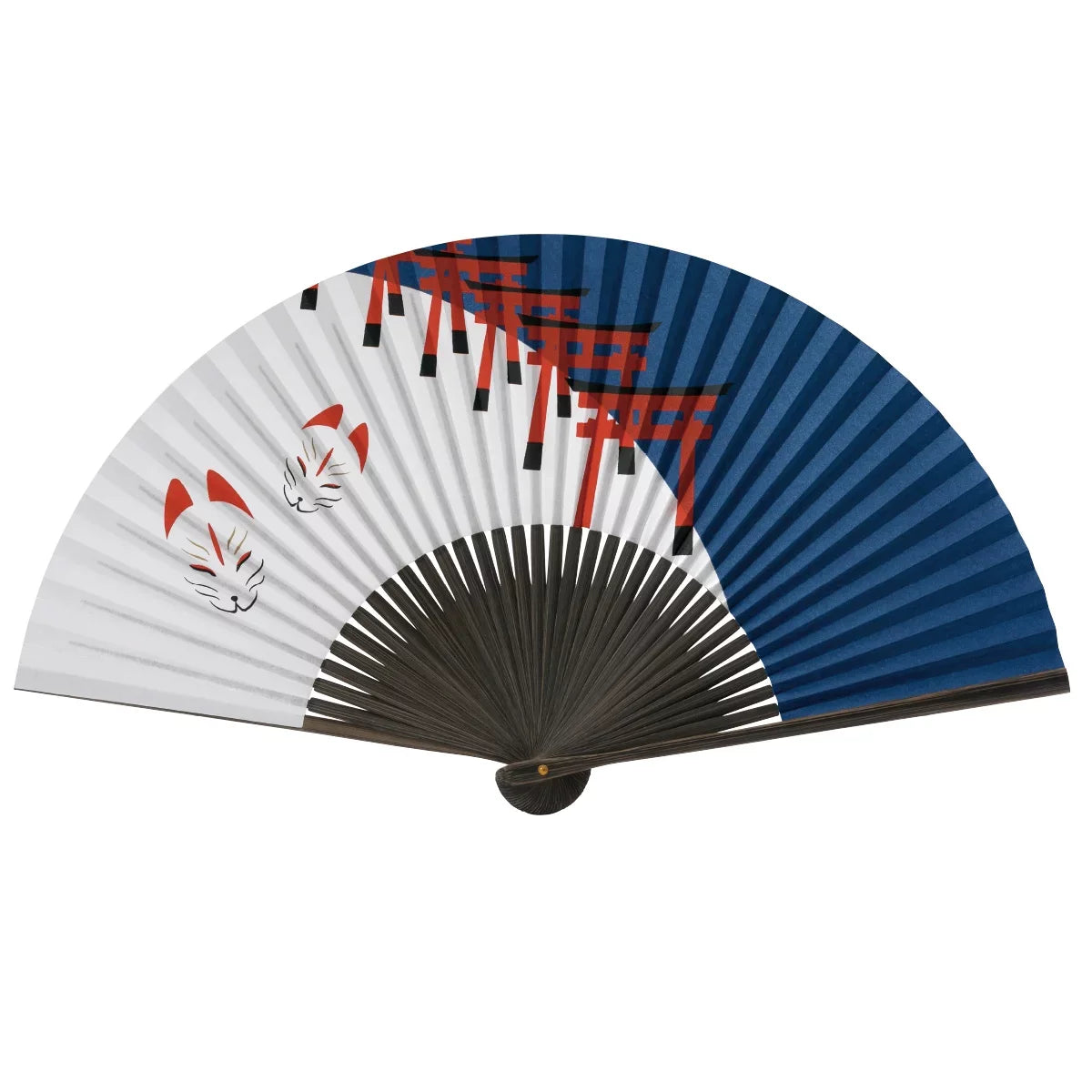 Yamani Torii & Fox Mask Japanese Sensu Folding Fan 21.5cm