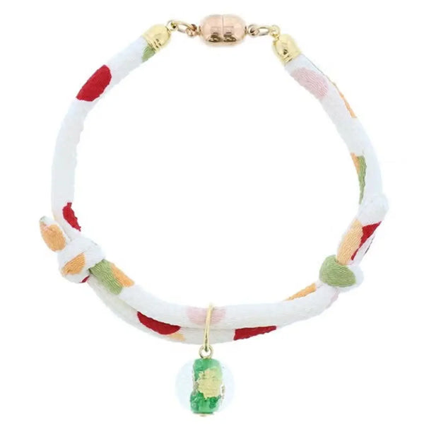 Add.Mate Japanese-Style Cat Collar With Glass Ball White 17-28cm