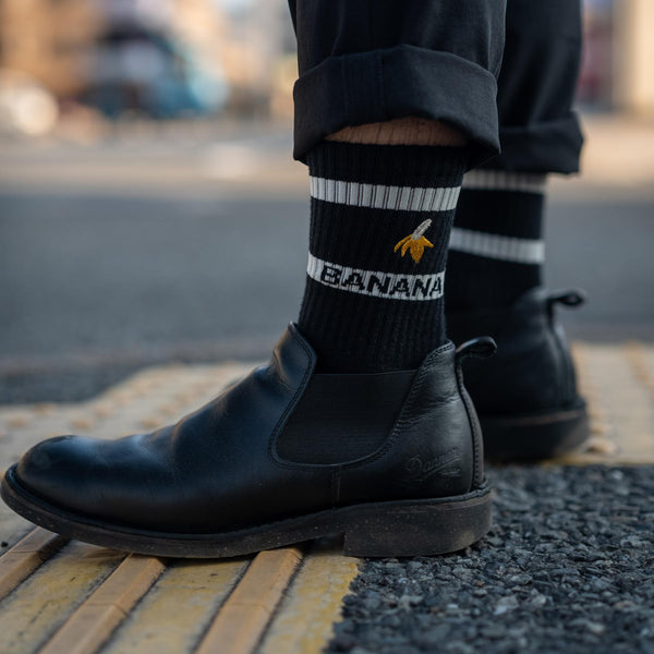 Banana Deodorizing & Sustainable Black Crew Socks 25-28cm