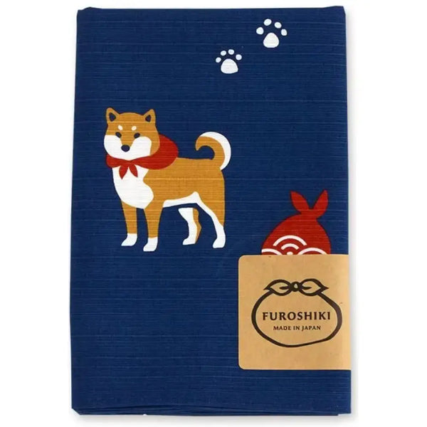 Furoshiki Shiba Inu Medium Blue Cotton Wrapping Cloth 70cm