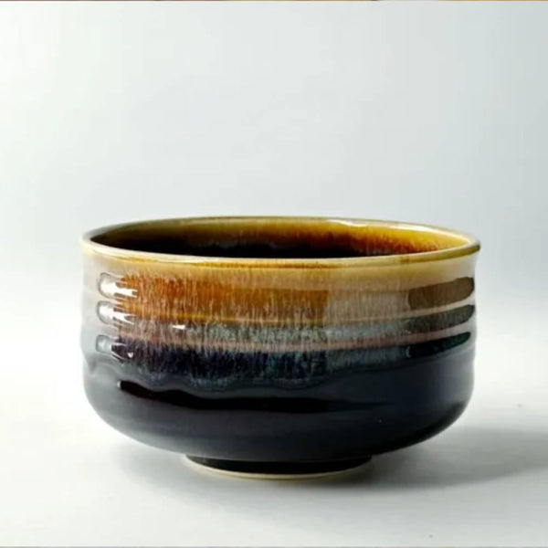 Hasami Porcelain Matchawan Lightweight Black & Brown Matcha Tea Bowl