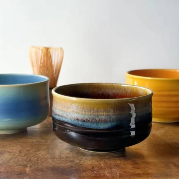 Hasami Porcelain Matchawan Lightweight Black & Brown Matcha Tea Bowl