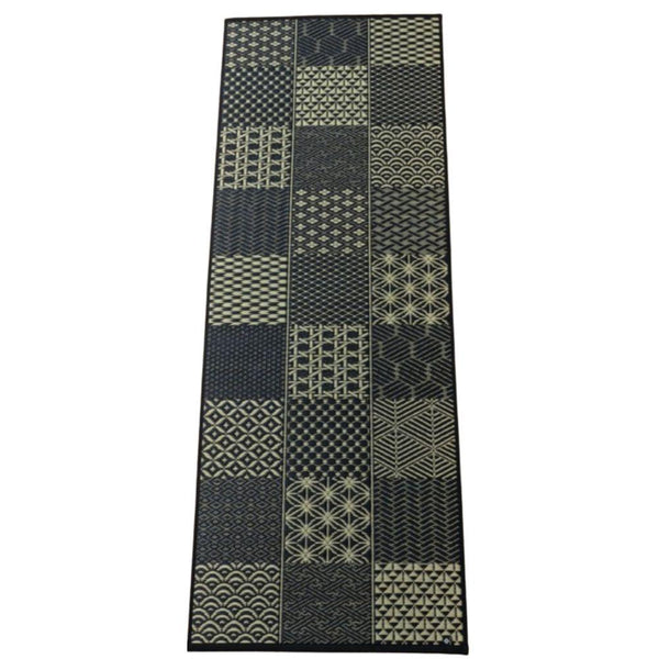 Ikehiko Tatami Yoga Mat Sumiiro Black Edo Komon Pattern 190cm