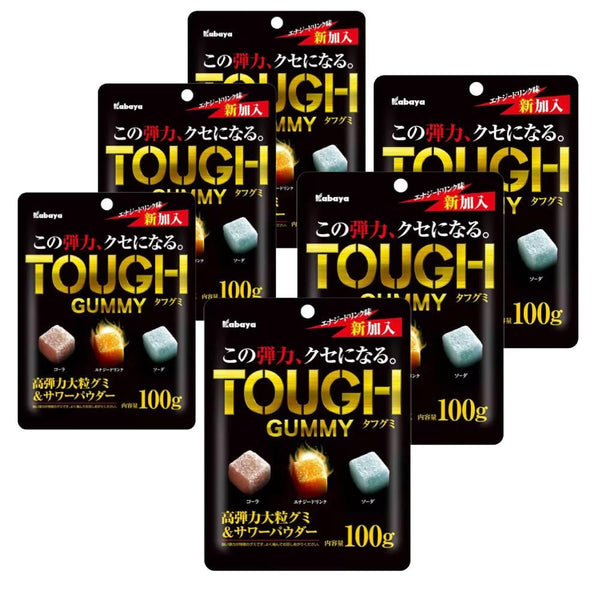 Kabaya Tough Gummy Mixed Flavor Gummies 100g (Pack of 6)