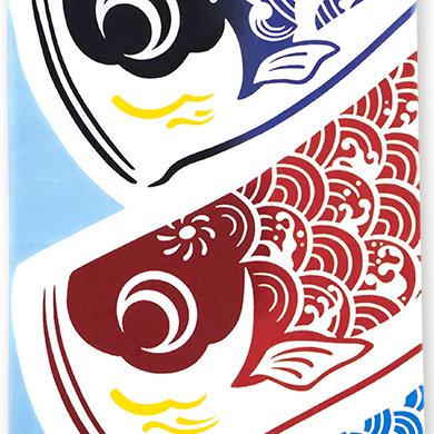 Kenema Tenugui Flying Carp Japanese Traditional Hand Dyed Cloth