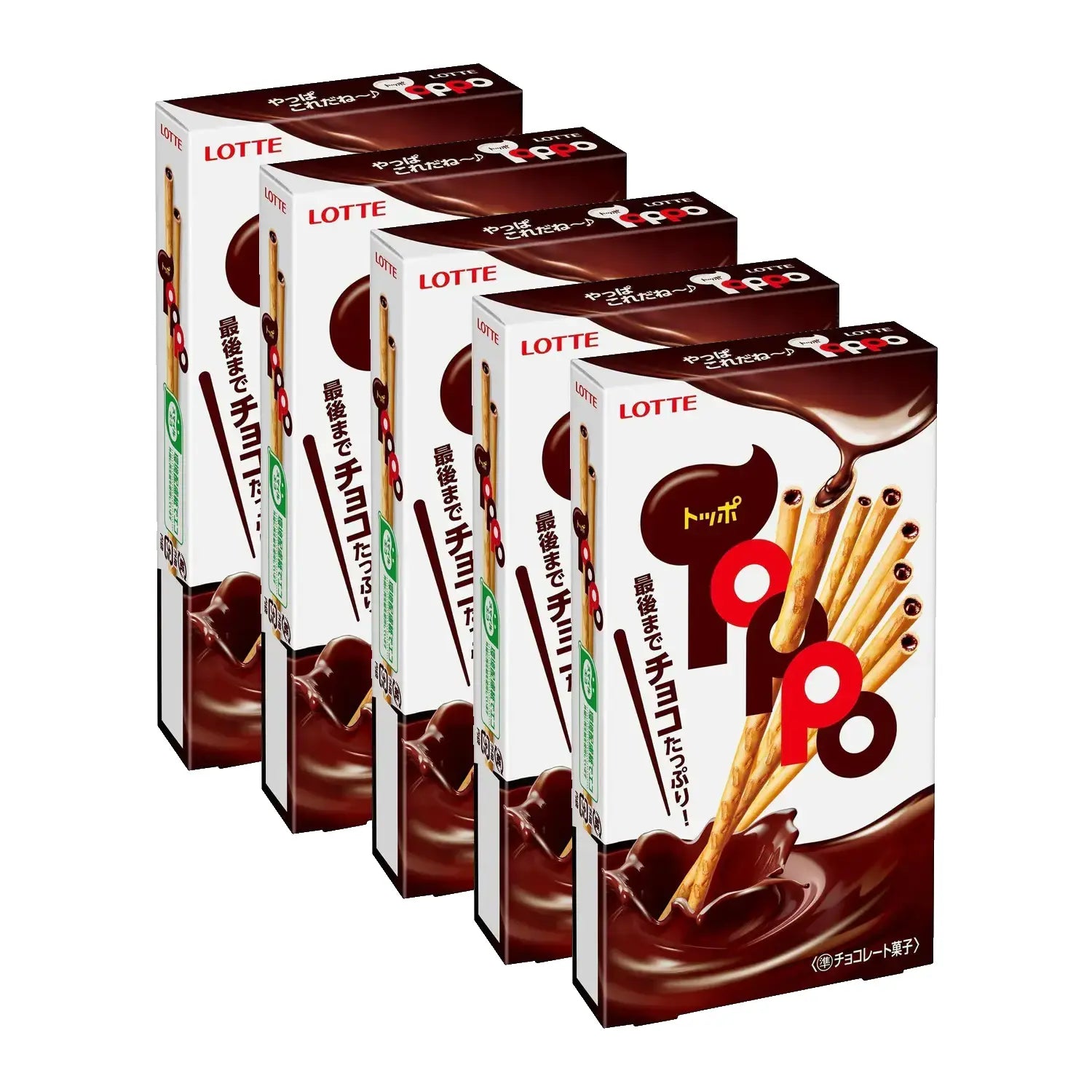 Lotte Toppo Chocolate-Filled Pretzel Sticks Snack (Pack of 5)