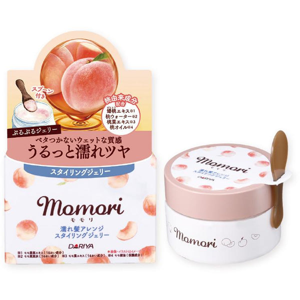 Momori Non-Sticky Jelly Styling Gel for Wet Hair Look Peach Scent 100g