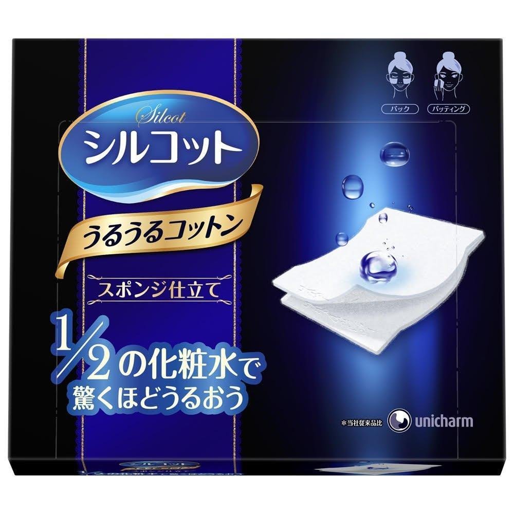 Unicharm Silcot Uruuru Sponge Touch Moisturizing Facial Cotton 40 ct.