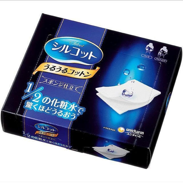 Unicharm Silcot Uruuru Sponge Touch Moisturizing Facial Cotton 40 ct.