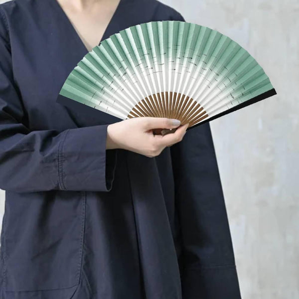 Yamani Fish in Flowing Water Sensu Handheld Folding Fan 22.5cm